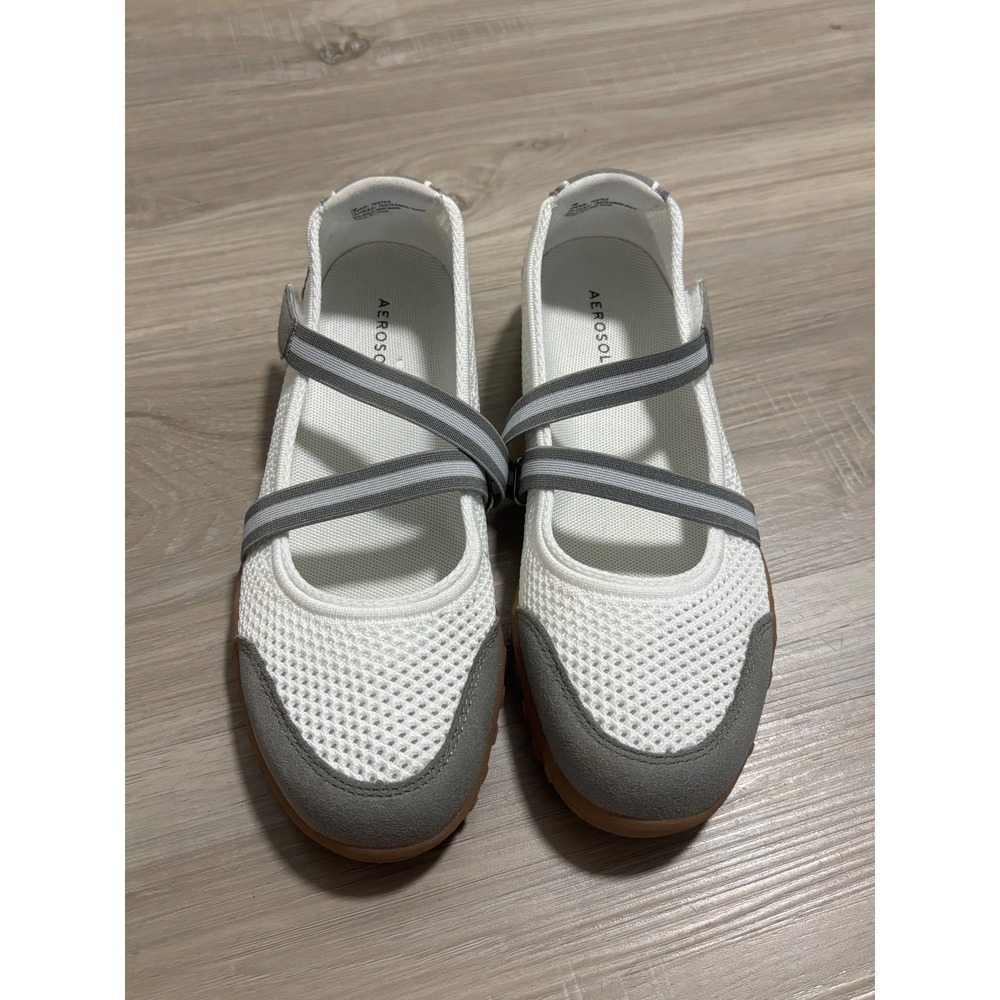 Aerosoles Vale White Grey Mesh Mary Jane Sneakers Women 7M Flat Shoes
